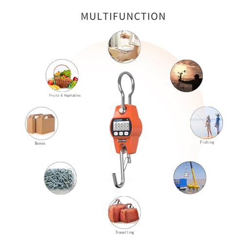 Hanging Scale Handheld 880lb/400kg Crane Scale Luggage Scale,with ABS Plastic case & Big LCD Display, Portable Digital Mini Crane Scale Fishing Scale,for Gym,Hunting,Travelling - color: Orange（880lb/400kg）