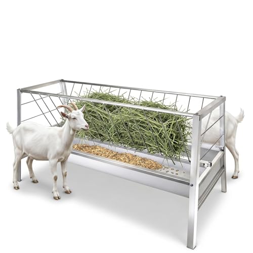 Heavy Duty Metal,77 Gallon Galvanized Dual Livestock Feeding Trough 59 Inch Anti-Waste Feeder for Sheep Goats Cattle Farm