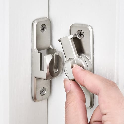 2 Pcs Silvery 90/180 Degree Flip Latch,Zinc Alloy Barn Door Latch | Right Angle Door Lock Latch,Sliding Door Latch Lock,for Cabinets,Bedroom,Fence Gates,Window,Garden,Garage,Pet Cage - color: Silvery