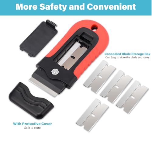 Floor Scraper Heavy Duty 6" Wide Razor Blade Scraper Tool with Adjustable 17‘’-59" （1.4ft- 4.9ft） Long Handle