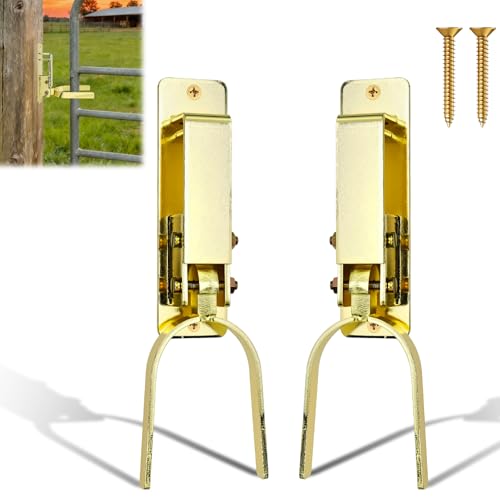 Heavy Duty Automatic Locking Gate Latch (2-Pack) - Farm/Ranch Fence Latch with Zinc Coating, One-Hand Operation & Spring Lock, Easy Install for Wood/Metal/Pipe Fences