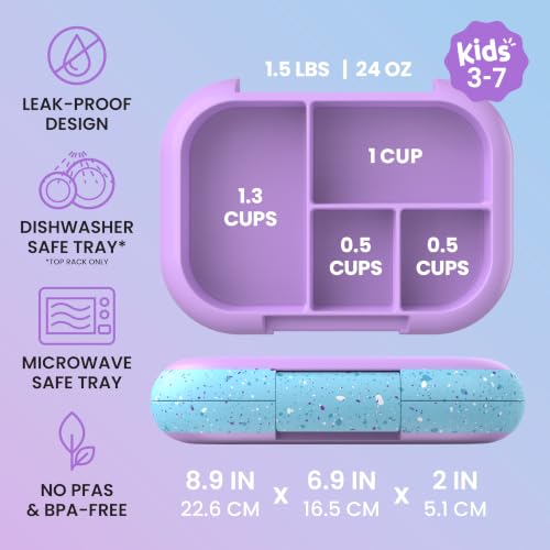 Bentgo Chill Kids 4-Compartment Bento Box Leakproof Lunch Box | Built-In Ice Pack, 3.3 Cup Capacity, BPA-Free, Microwave & Dishwasher Safe Tray, Ideal for Ages 3–7 (Vivid Orchid) - color: Confetti Edition - Vivid Orchid