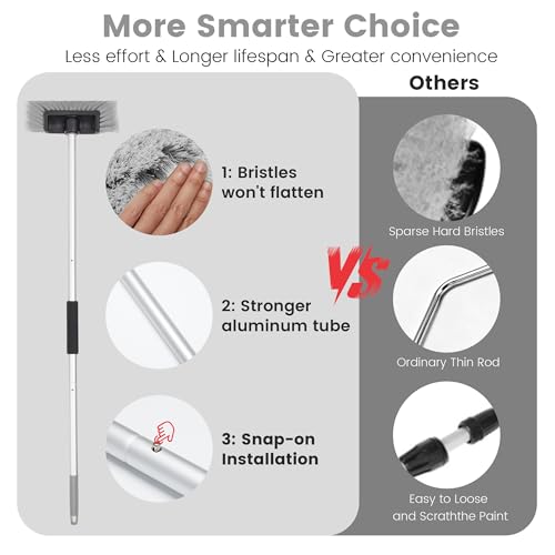 Car Wash Brush with Long Handle, 60'' Soft Bristle Cleaning Brush, Car Cleaning Brushes, Carwash Brushes for SUV, RV, Boat, Truck, House Siding, Sweep Snow, Gray - color: Gray