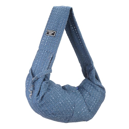 Dog Sling Carrier for Small Dogs and Cats Up to 16.5 Lbs, Breathable with Pocket Pet Cross Body Shoulder Bag, (Denim Blue, 1 Pcs) Intended for Outdoor/Travel