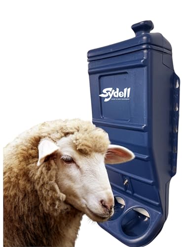 Sheep and Goat Grain Mineral Feeder, Large Outdoor Forage Grain Feeding System, Supports Up to 10 Small Livestock, Weather Resistant Heavy-Duty Plastic, Fence Mounted