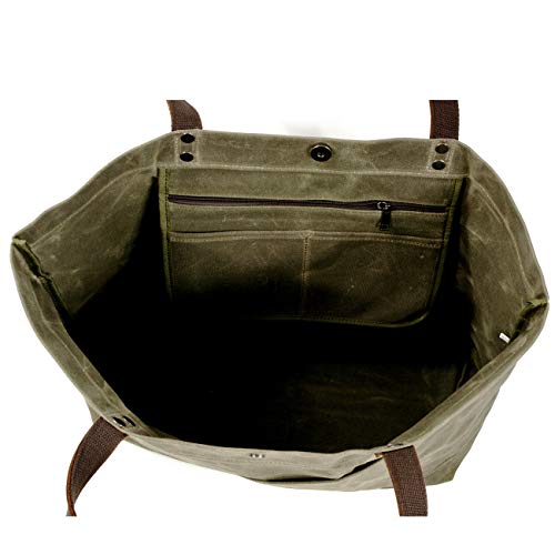 WUDON Waxed Canvas Travel Tote Bag - Extra Large Carryall Shoulder Bag for Women | Travel - color: Green