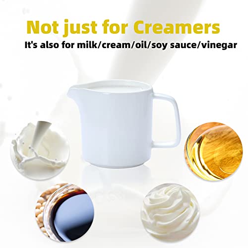 ONTUBE Ceramics Creamer,Porcelain Coffee Milk Creamer Pitcher with Handle for Home and Kitchen - 10 oz (White) | With Handle, For Home and Kitchen