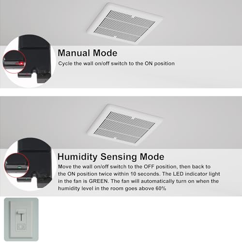 Tech Drive Bathroom Fan with Humidity Sensor,160 CFM,1.0 Sone, 6 Inch Duct | No Attic Access Needed, Very Quiet Ventilation Exhaust Fan,Easy to Install Ceiling Mounted, White - size: 160CFM 1.0Sone HS