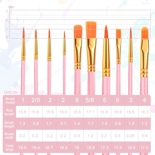 ESRICH 60PCS Pink Paint Brushes, Paint Brush for Acrylic Painting | Artist Paintbrushes for Oil Watercolor, Body Face Rock Canvas, Small Paint Brushes for Kids - color: Pink, size: 60