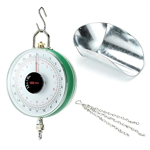 Tada 22LBS Double-Sided Dial Mechanical Hanging Scale with Scoop/Chain for Farm, Kitchen Food and Produce Weighing | Scoop/Chain for Farm, Kitchen Food and Produce Weighing