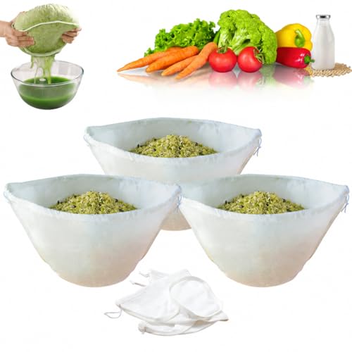 XEMBRALTI Reusable Fine Mesh Cotton Strainer Bag, Cotton Filter Bags for Cheese, Nut Milk Brewing, Yogurt Coffee Tofu Tea & Juice Extraction, Food Grade Filtration Bag (Large-3 Pcs) - size: Large-3 Pcs