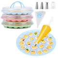 3 Pack Stackable Deviled Egg Container with Lid for Easter, Picnic | Deviled Egg Container with Handle, 66-Slot Egg Carrier Tray for Fridge Storage, Easter, Christmas, Parties, Dishwasher