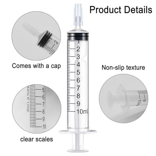 10ml Syringe for Liquid, 10cc Syringes Without Needle, Individually Wrapped, Pack of 12 - size: 10ml