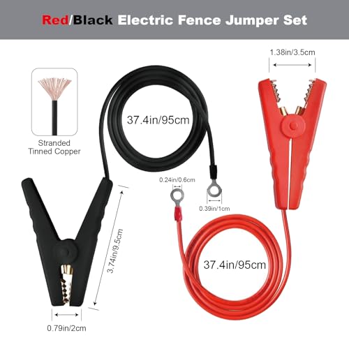 Fence Lead Copper Wire with Alligator Clips for Electric Fence Charger, Wide Compatibility for Solar Fence Charger, Energizer, Wire Fencing & Electric Fence Tester - style: JZ2