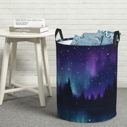 Laundry Basket Starry Night Collapsible Large Capacity,Dirty Clothes Basket Durable Lightweight Hamper With Handles Ideal For Clothes,Toys Home Organization size19.6"L x 15.7"W,63L - color: starry