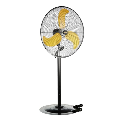 HiCFM 30" Pedestal Standing Fan, 80° Oscillating Heavy Duty Metal Stand Fan | 8300 CFM High Velocity Fan for Industrial, Commercial, Garage, Warehouse, Workshop Use - UL Listed - size: 30 inch