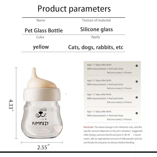 Silicone Kitten Nursing Bottle - Feeding Bottle with Nipples for Newborn Kittens, Puppies, & Small Animals, Milk Feeding Supplies for Baby Pets, Yellow & Green Feeder - color: green