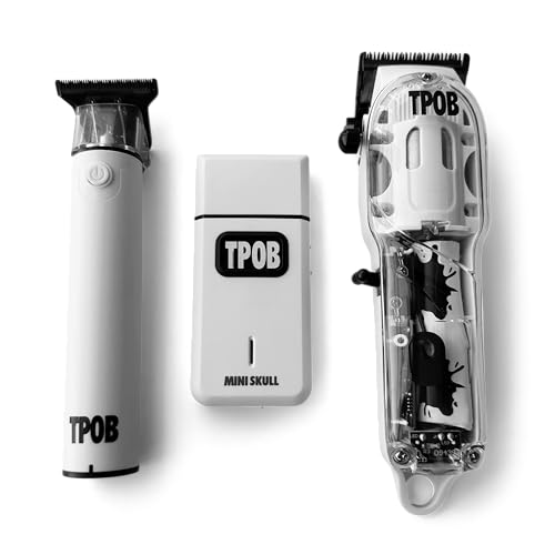 TPOB Slime 2 Barber Hair Clippers Trimmer Shaver Set for Men with Matte case and X Fade Blade (Matte White) - color: Matte White