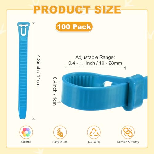 M METERXITY 100-Pack Adjustable Chicken Leg Bands, 10-28 mm Plastic Poultry Identification Chicken Leg Rings for Turkey/Duck/Goose/Chicks, Colorful Numbered Foot Clip on Tags [Blue] - color: Blue