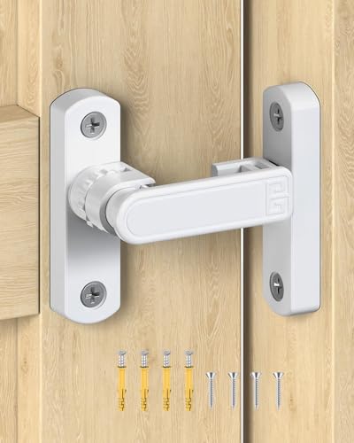 Adjustable Barn Door Locks, 90/180 Degree Gate Latch, White | Home Security Sliding Door Latch for Bedroom, Barn, Cabinet, Garden & Fence - color: White-1 Pc
