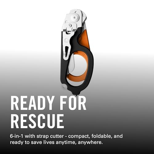 LEATHERMAN, Raptor Rescue, 6-in-1 Heavy-Duty Emergency/Trauma Shears with Carbide Glass Breaker & Strap Cutter, Made in the USA, Utility Holster Included, Coyote Tan/Black, With Utility Holster - color: Coyote Tan/Black