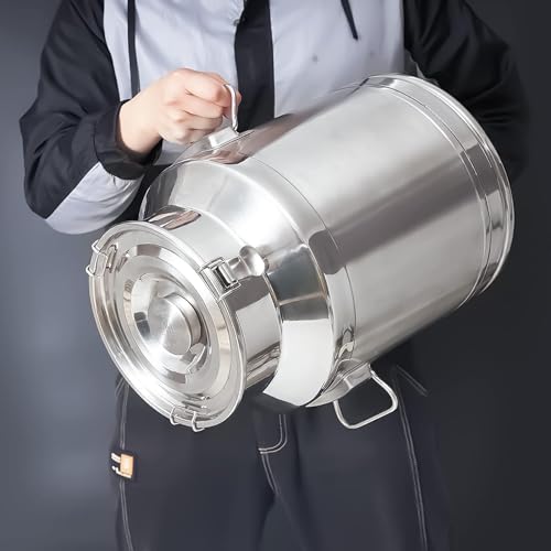 14 Liter 3.7 Gallon Stainless Steel Milk Can Milk Bucket Wine Pail Bucket Large Capacity Milk Can Tote Jug with Sealed Lid and Carry Handle - size: 14L