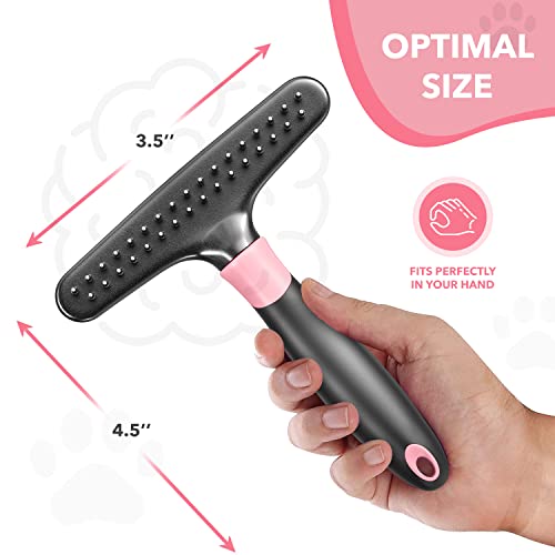 Dog rake deshedding dematting Brush Comb - Undercoat rake for Dogs, Cats, matted, Short,Long Hair Coats - Brush for Shedding, Double Row Stainless Steel pins - Reduce Shedding by 90% (Pink) - color: Pink