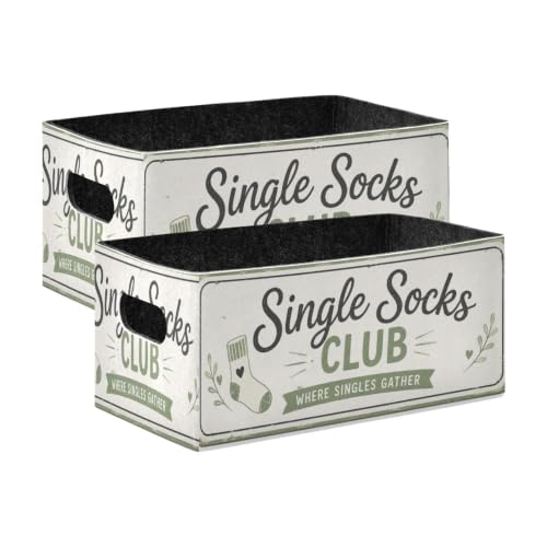 Storage Baskets Felt Foldable Storage Cube Shelf Bins Organizer Box for Kids Toys Office Bedroom Closet Babies Nursery 2-Pack (Single Socks Club) - color: Socks Club