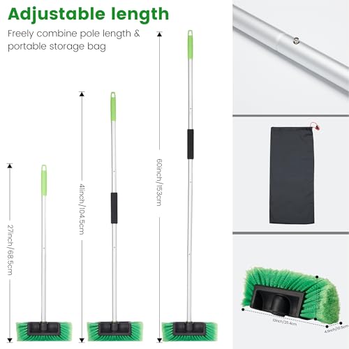 Car Wash Brush with Long Handle, 60'' Soft Bristle Cleaning Brush, Car Cleaning Brushes, Carwash Brushes for SUV, RV, Boat, Truck, House Siding, Sweep Snow, Green - color: Green