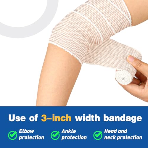AZEN Premium 4 Pack Elastic Bandage Wrap (2x2", 2x3"), Compression Wrap Bandage for Legs, Ankle, Knee, Tummy, Body, Latex-Free, Lymphedema Wraps for Legs - color: Mix 4p (2in & 3in)