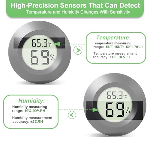 2-Pack Mini Hygrometer Indoor Humidity Meter Digital Thermometer | Small Digital LCD Monitor Thermometer Temperature Gauge Humidity Sensor (℉) or (℃) for Reptile Thermostat, Jars - color: 2 Pcs