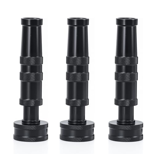 RESTMO 3 Pack Brass Hose Nozzle, Heavy Duty Adjustable Twist Hose Nozzle | Anti-Rust Black Coating, Solid Brass Construction, Leak-proof, Adjustable 3 Spray Patterns, Ideal for Watering & Washing - size: 3 Pack