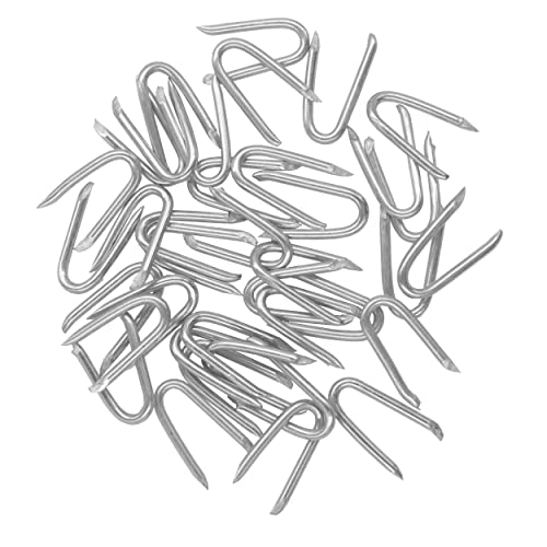 Steel Wire Fencing Staples (200 pcs), Galvanized U-Shaped Fasteners Nails | for Wire Mesh and Woven Fencing