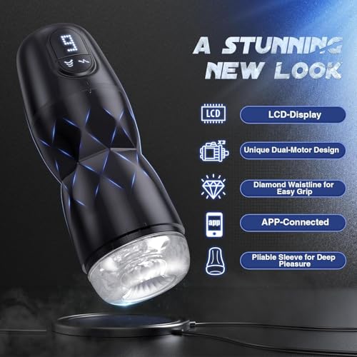 Masturbador para Hombre Male Milking Machine Male Masterburbatar with APP Control, Strong Vacuum Pump & 5 Sucking 9 Vibrating YA21