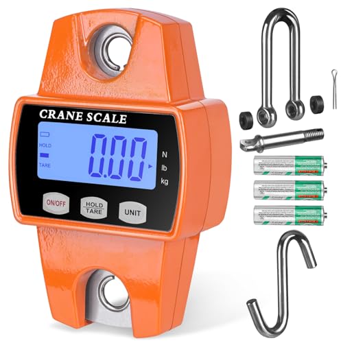 RoMech 660lb Digital Hanging Scale with Cast Aluminum Case, Handheld 300Kg Mini Crane Scale with Hooks for Farm Hunting Fishing Outdoor (Orange) | 300KG Heavy Capacity, High Accuracy Weighing, kg/lb/N Unit Conversion, Suitable for Fishing, Farm, Hunting -
