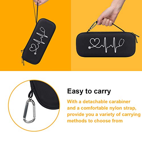 BOVKE Stethoscope Case for 3M Littmann Classic III Monitoring, Lightweight II S.E, Cardiology IV Diagnostic, MDF Acoustica Stethoscopes, Extra Room for Nurse Essentials and Medical Supplies, Black - color: Black