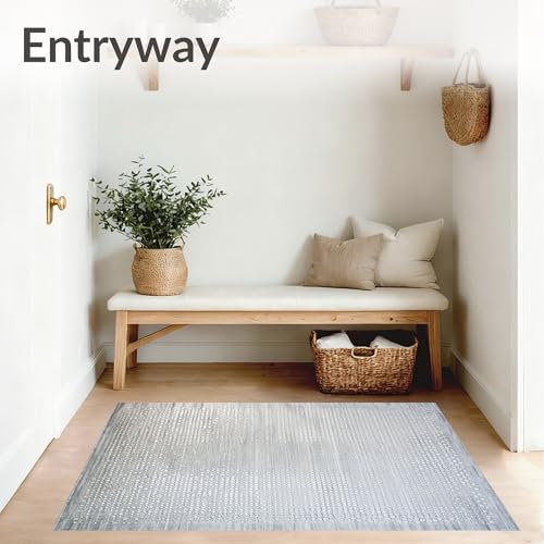 Flatwoven High Traffic Area Rug 2x3, Entryway Shoe Sanitizer Rug Disinfecting Floor Area Carpet, Non Slip, Stain Resistant, Washable Area Rugs for Living Room, Bedroom (Gray, 2x3) - color: Gray/Pattern 5, size: 2' x 3' (Rectangular)