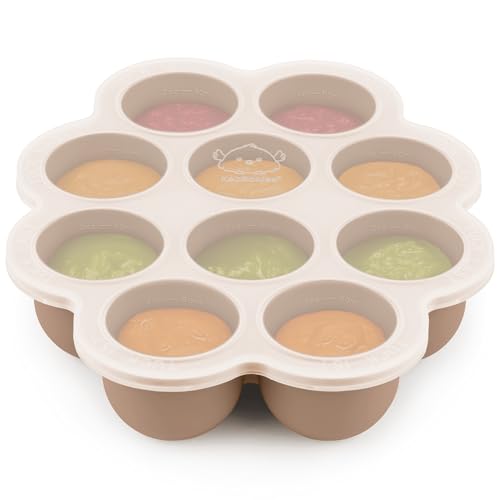 KeaBabies Silicone Food Freezer Trays with Lid, 2oz x 10 Pods (Chai Latte) | Baby Food Storage Containers, Easy Puree Meal Prep, Breast Milk Silicone Freezer Molds, Dishwasher, Microwave Safe, BPA-Free - color: Chai Latte
