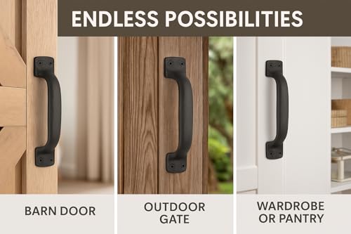 2-Pack 7 Inch Classic Barn Door Handle - Black Cast Iron Pull for Sliding Doors, Gates, Sheds, Fences, Closets - Indoor Outdoor Farmhouse Hardware - size: 7" - 2 Pack, style: Classic