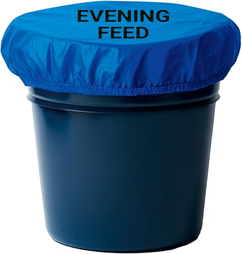 Horse Bucket Cover for Feed Protection & Organization, Keeps Dust & Moisture Out, Breathable 210T Elastic Fit for 2-5 Gallon Buckets, Livestock Lid for Horses Goats Cows, 1 Pack (Evening Feed) - color: Evening Feed