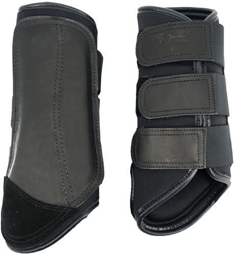 Jeereal Brushing Horse Boots Equine Boots | Protective Gear and Training Equipment | Neoprene,Waterproof Cloth and Genuine Leather Made of (Black, Full (Large)) - color: Black, size: Full (Large)