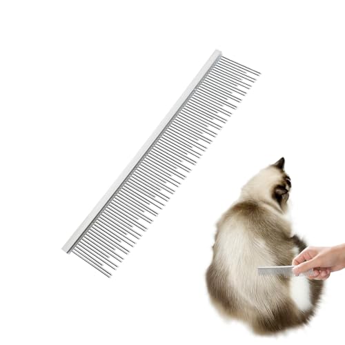 4.6 Inches Stainless Steel Pet Comb for Dogs & Cats, Metal Detangling Grooming Tool for Long & Short Haired Pets, Anti-Static Cat Comb with Rounded Teeth for Matted Fur Removal & Shedding Control - size: Small