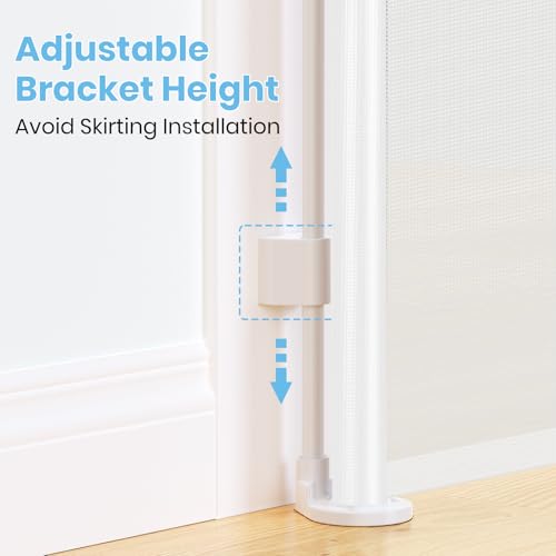 HAMOPY Retractable Baby Gate, 33" Tall, Extends up to 55" Wide, Durable Auto-Lock Baby Gate for Stairs, Mesh Dog Gate and Child Safety Gates for Doorways, Hallways, Indoor, Outdoor(White) - color: Wh-1
