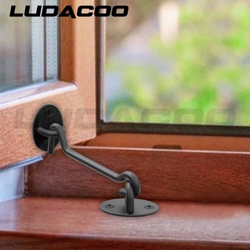 5" Hook and Eye Gate Latch, Sturdy Thickened Barn Door Lock Door Latch Hardware for Gates, Windows, Fences, Cabinets, and Sheds, Black, 1 Pack - size: 5 Inch