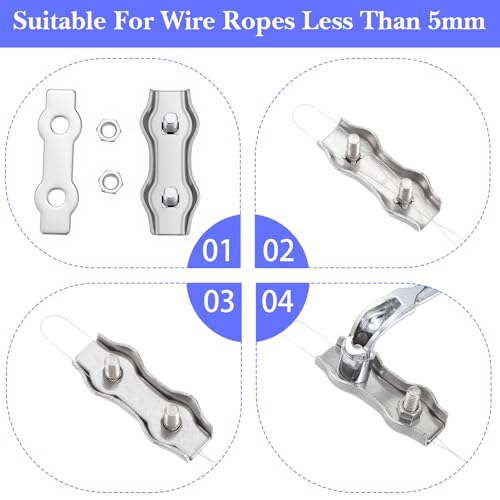 40 Pcs M5 Poly Rope Connector Wires Splicer Galvanized Steel Connector Kit for Electric Fences with Sleeve Tool