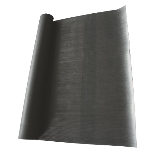 Rubber-Cal Fine Rib Corrugated Rubber Floor Mat - 1/8" x 3ft x 10ft Black - size: 120"L x 36"W x 0.1"Th