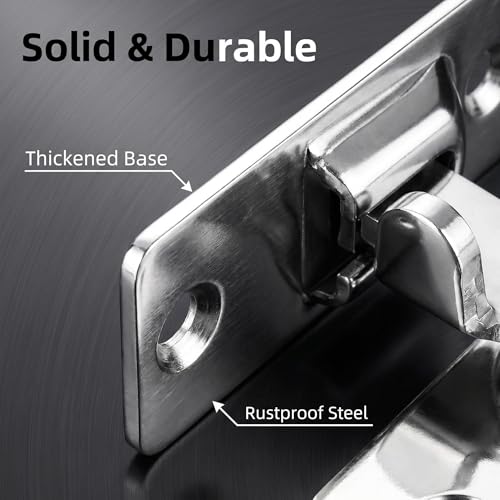 Door Hasp Latch 90 Degree, Stainless Steel Safety Angle Locking Latch for Push/Sliding/Barn Door, Satin Nickel