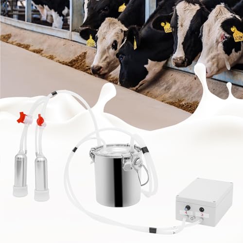 Milking Machine, 0.79 Gal Capacity 2-in-1 Pulsation Cow Milking Machines Adjustable Electric Cow Milker Portable Electric Goat Milk Machine w/Stainless Steel Milk Bucket for Family Farm(3L/ 0.79Gal) - size: 3L/ 0.79Gal
