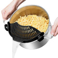 AUOON Pot Strainer Clip on Silicone, Large 10.45 x 4.33 in, Black | Fits Pots Pans Bowls, Dishwasher Safe, for Pasta Noodles Vegetable Fruits, Space-saving Kitchen Gadget - color: Black, size: Large 10.45 x 4.33 in