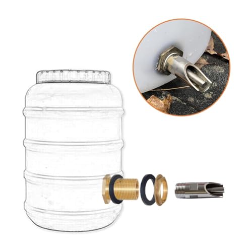 Joywayus 5PCS Stainless Steel Automatic Pig Nipple Water Drinker Feeder Waterer + 5PCS Brass Water Tank Connector Bulkhead Fitting + 1PCS Hole Opener Kit for Sows Piglets Drinking